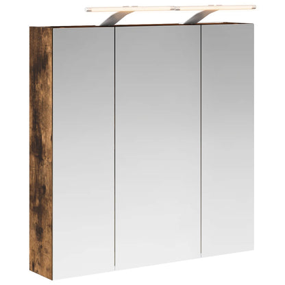 vidaXL Bathroom Mirror Cabinet Smoked Oak 70 x 14.5 x 70 cm