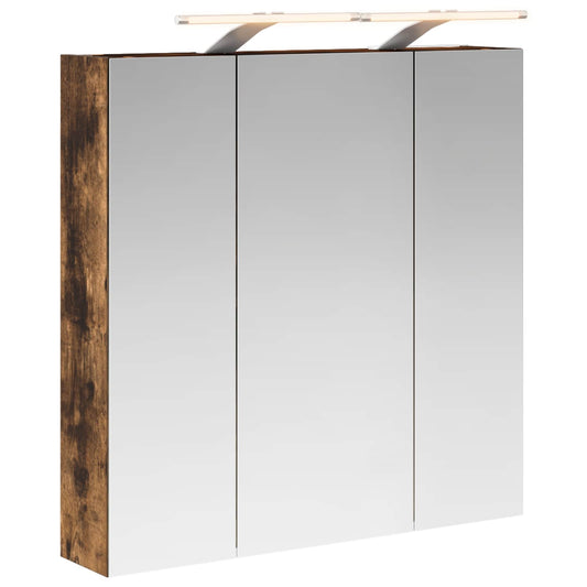 vidaXL Bathroom Mirror Cabinet Smoked Oak 70 x 14.5 x 70 cm