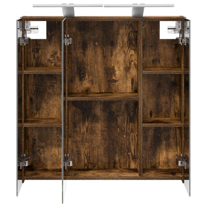 vidaXL Bathroom Mirror Cabinet Smoked Oak 70 x 14.5 x 70 cm