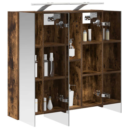 vidaXL Bathroom Mirror Cabinet Smoked Oak 70 x 14.5 x 70 cm