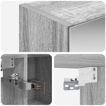 vidaXL Bathroom Mirror Cabinet Grey Sonoma 70 x 14.5 x 70 cm