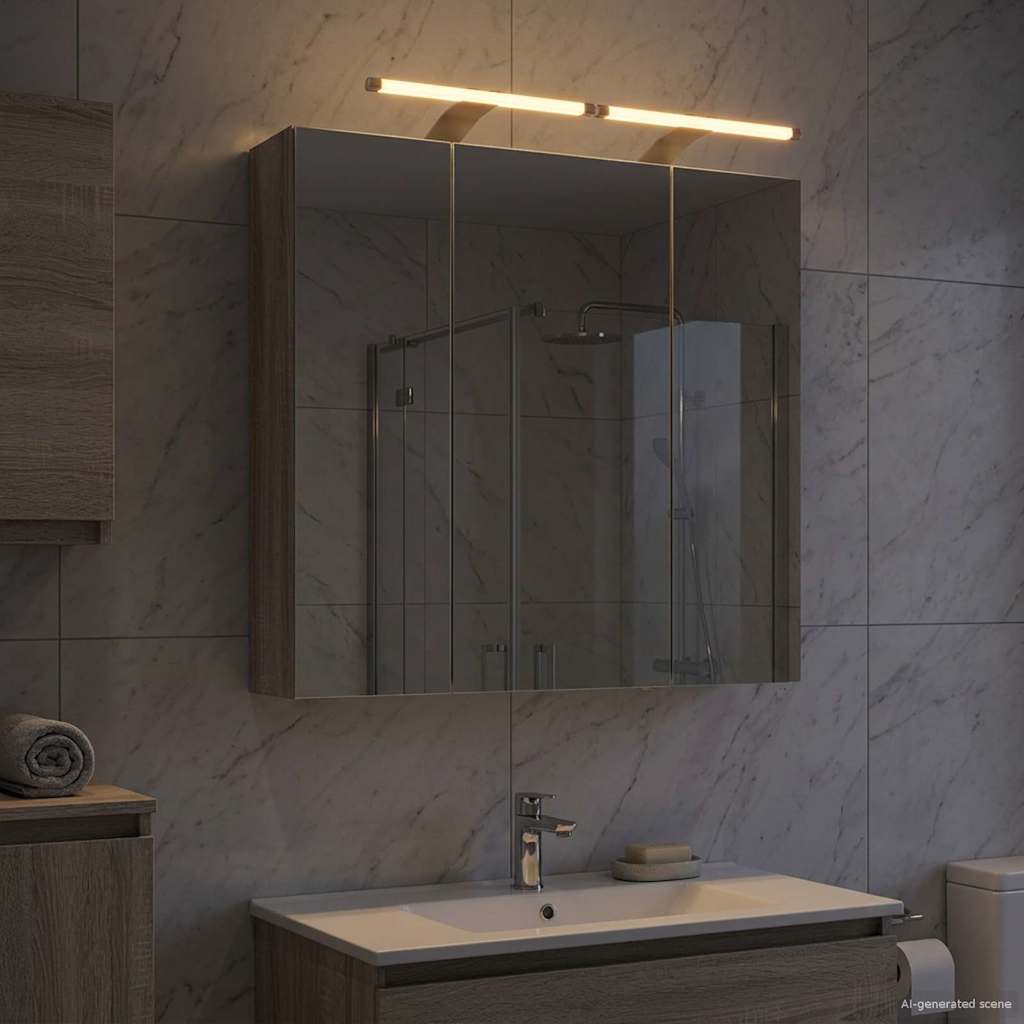 vidaXL Bathroom Mirror Cabinet Grey Sonoma 70 x 14.5 x 70 cm