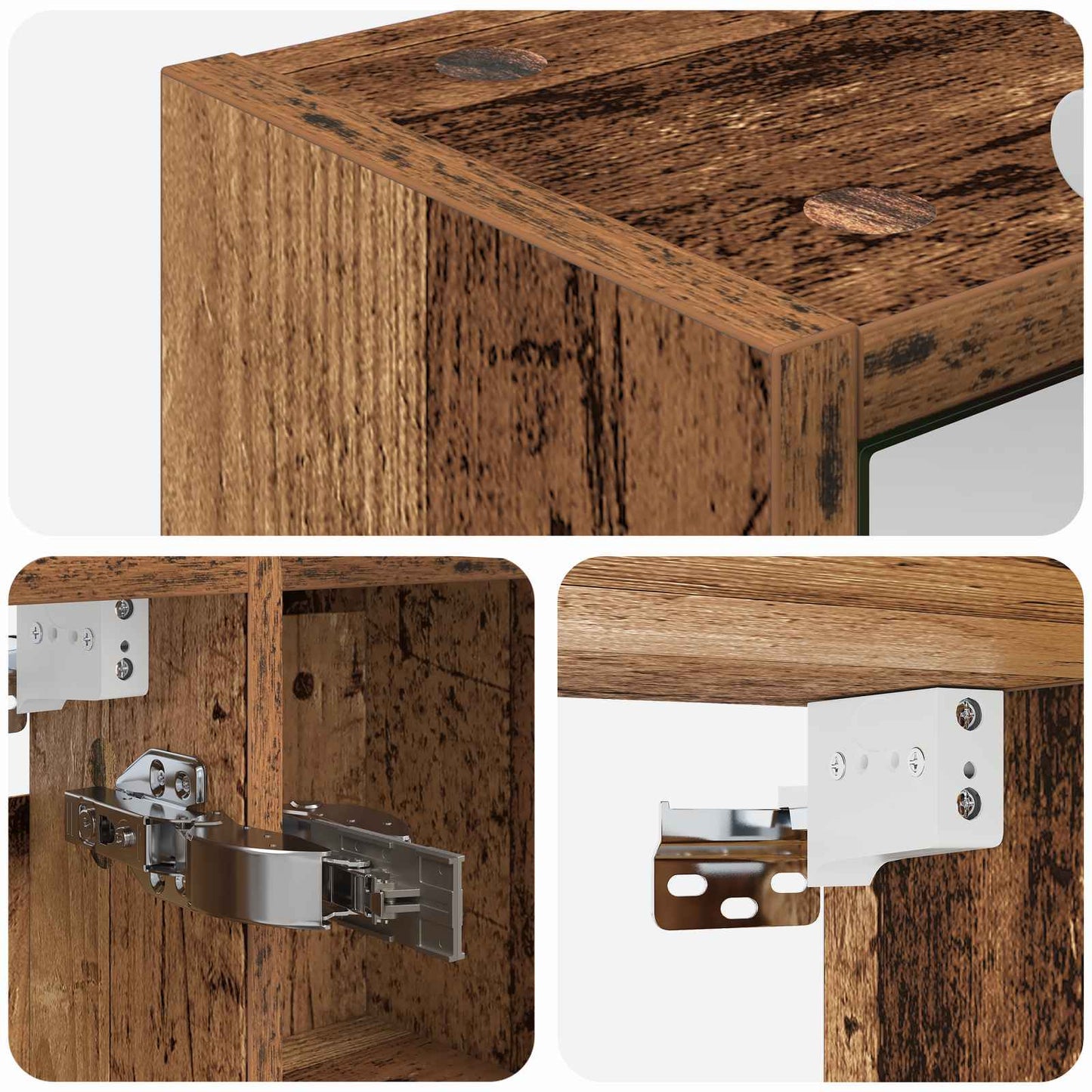 vidaXL Bathroom Mirror Cabinet Old Wood 70 x 14.5 x 70 cm