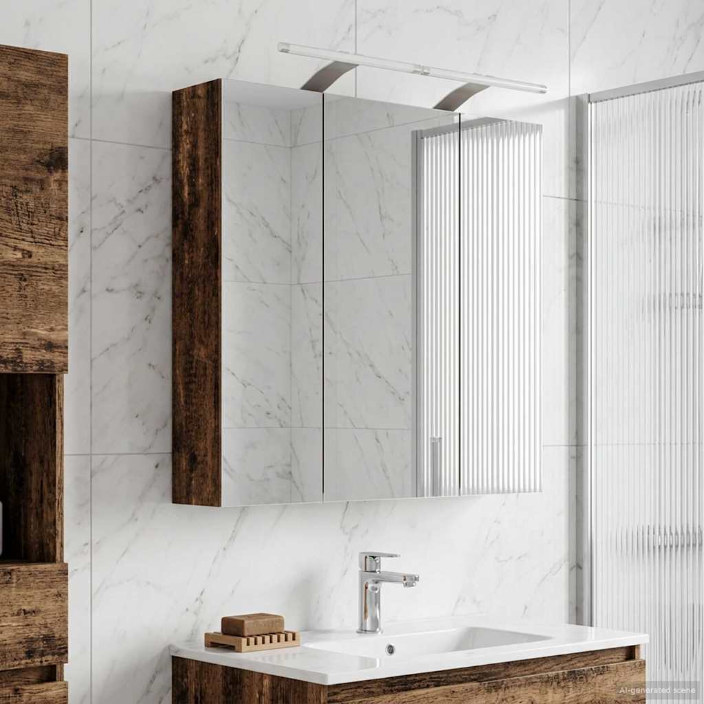 vidaXL Bathroom Mirror Cabinet Old Wood 70 x 14.5 x 70 cm