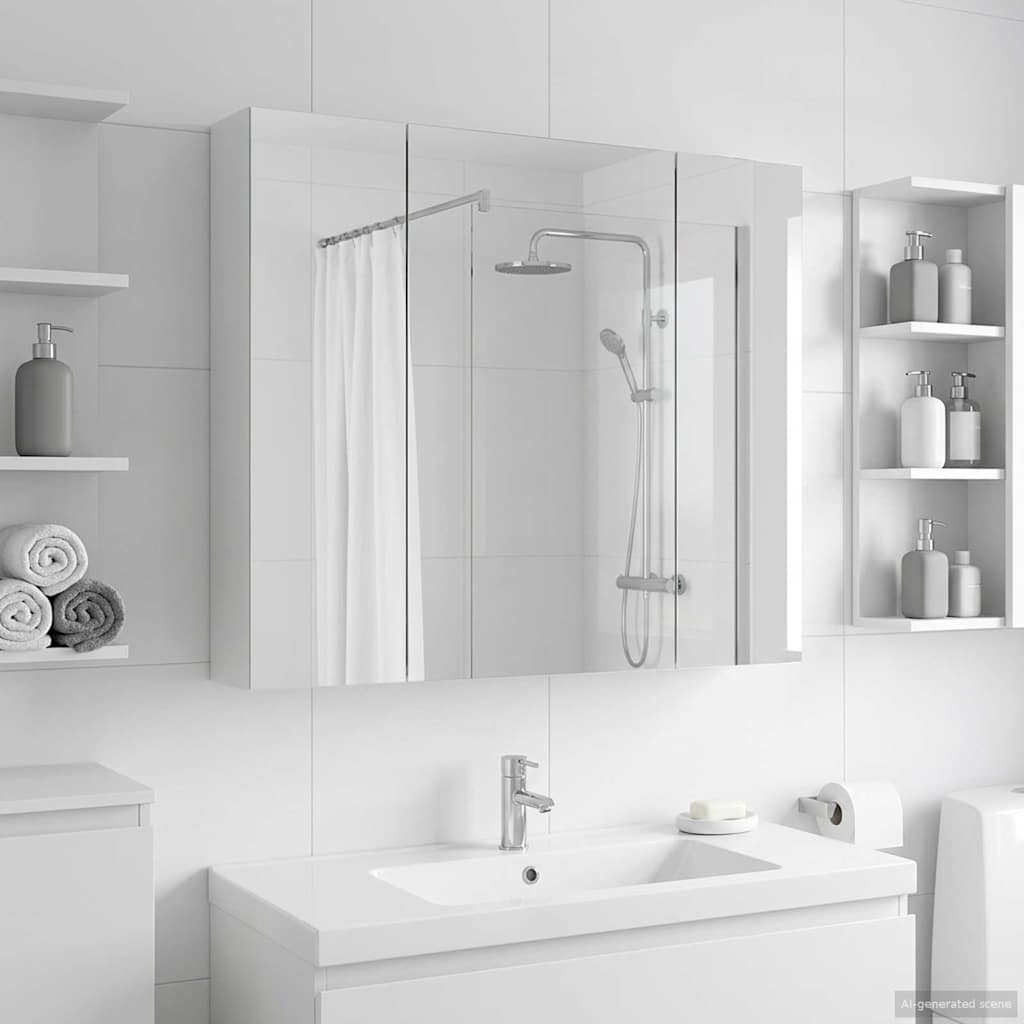 vidaXL Bathroom Mirror Cabinet White 80 x 14.5 x 70 cm Engineered wood
