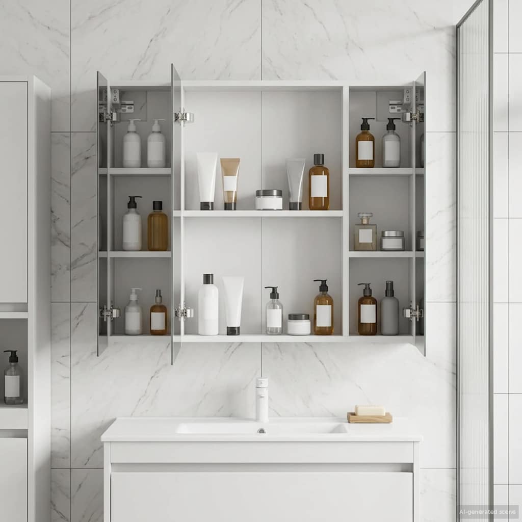 vidaXL Bathroom Mirror Cabinet White 80 x 14.5 x 70 cm Engineered wood