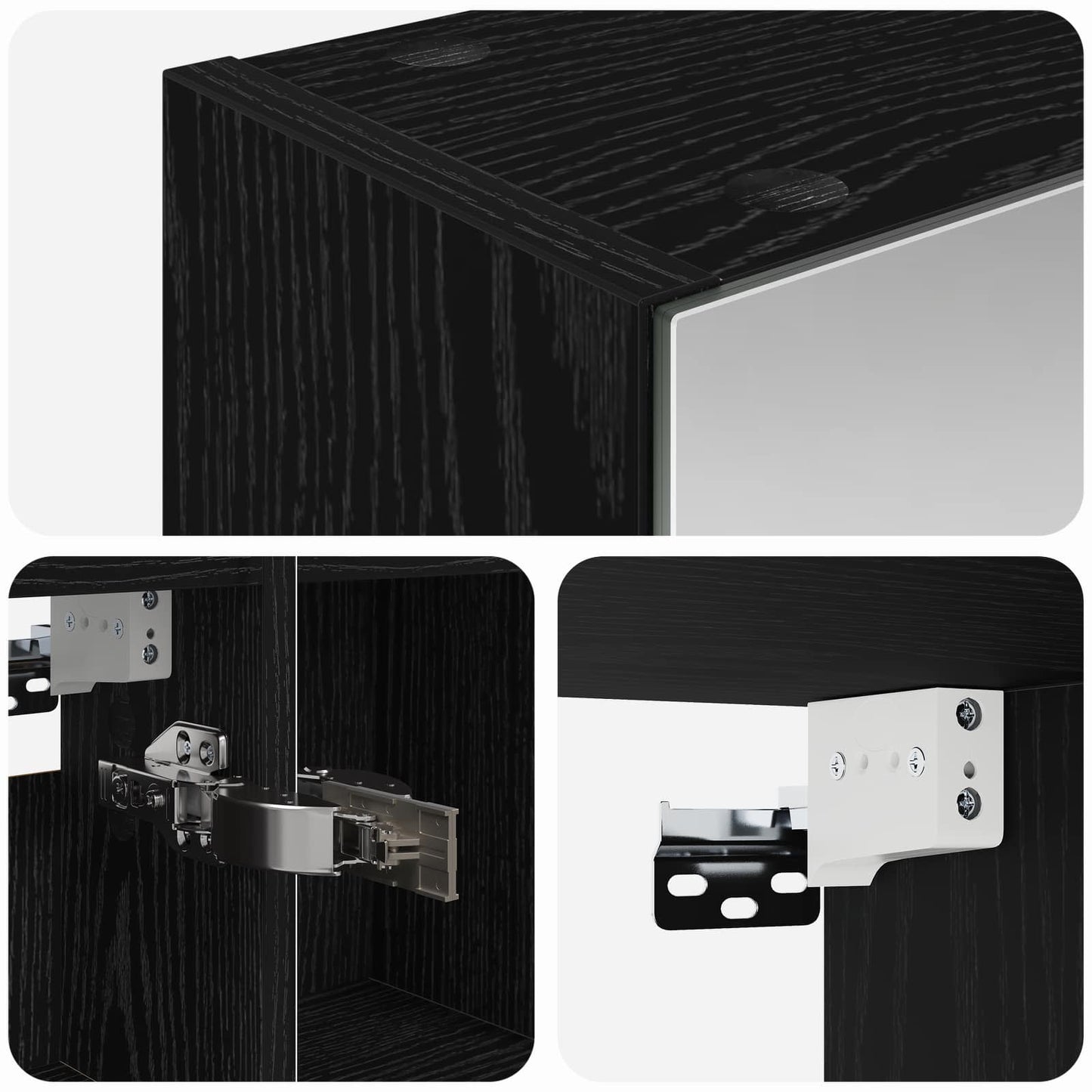 vidaXL Bathroom Mirror Cabinet with Shelf Black Oak 80 x 14.5 x 70 cm