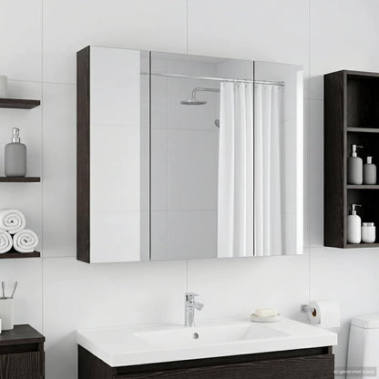 vidaXL Bathroom Mirror Cabinet with Shelf Black Oak 80 x 14.5 x 70 cm