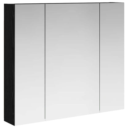 vidaXL Bathroom Mirror Cabinet with Shelf Black Oak 80 x 14.5 x 70 cm