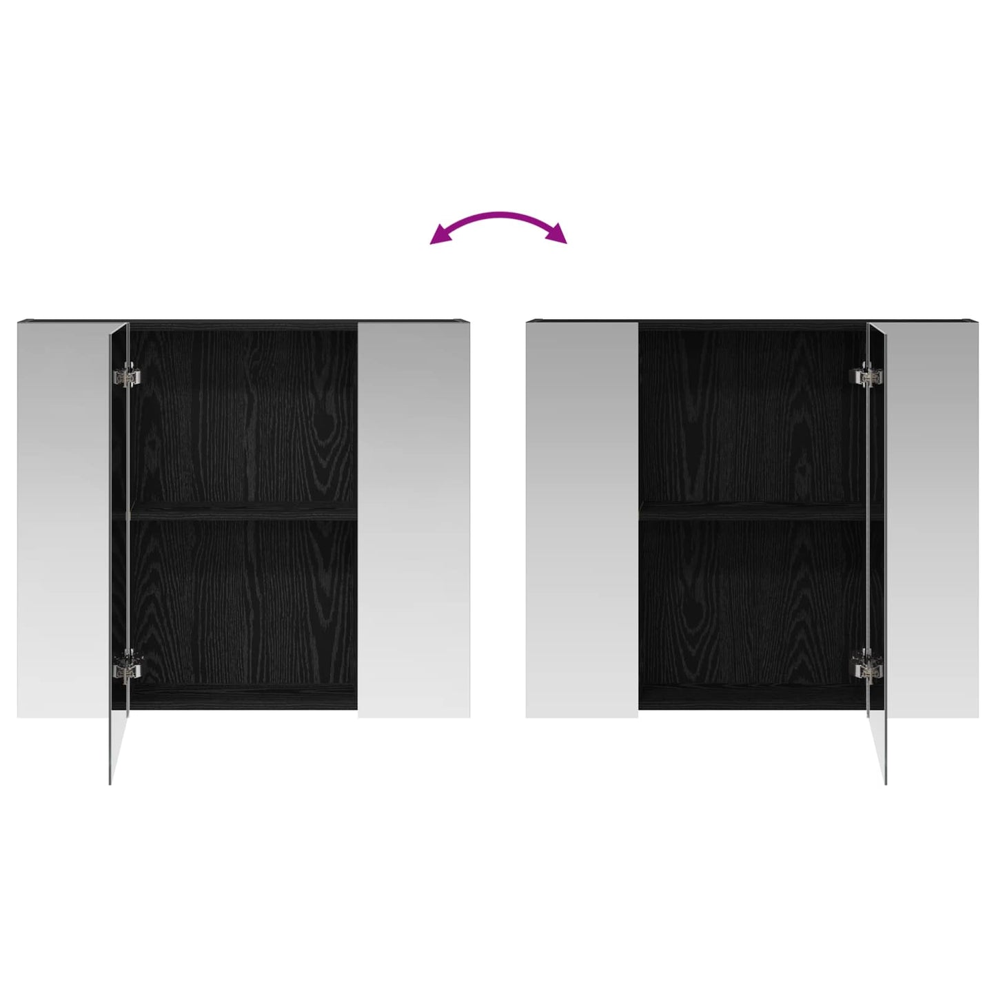 vidaXL Bathroom Mirror Cabinet with Shelf Black Oak 80 x 14.5 x 70 cm