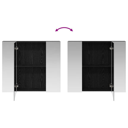 vidaXL Bathroom Mirror Cabinet with Shelf Black Oak 80 x 14.5 x 70 cm
