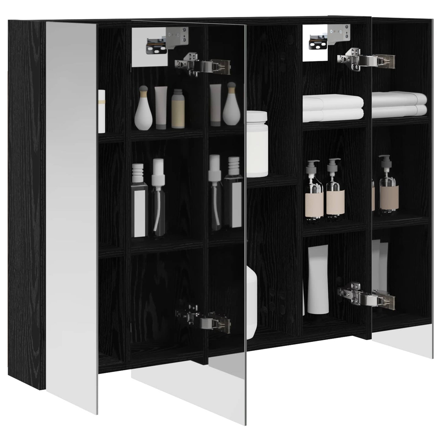 vidaXL Bathroom Mirror Cabinet with Shelf Black Oak 80 x 14.5 x 70 cm