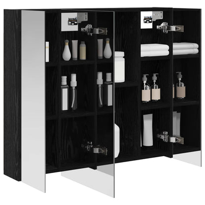 vidaXL Bathroom Mirror Cabinet with Shelf Black Oak 80 x 14.5 x 70 cm