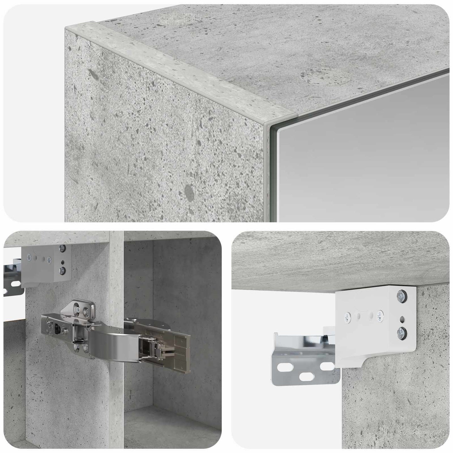 vidaXL Bathroom Mirror Cabinet Concrete Grey 80 x 14.5 x 70 cm