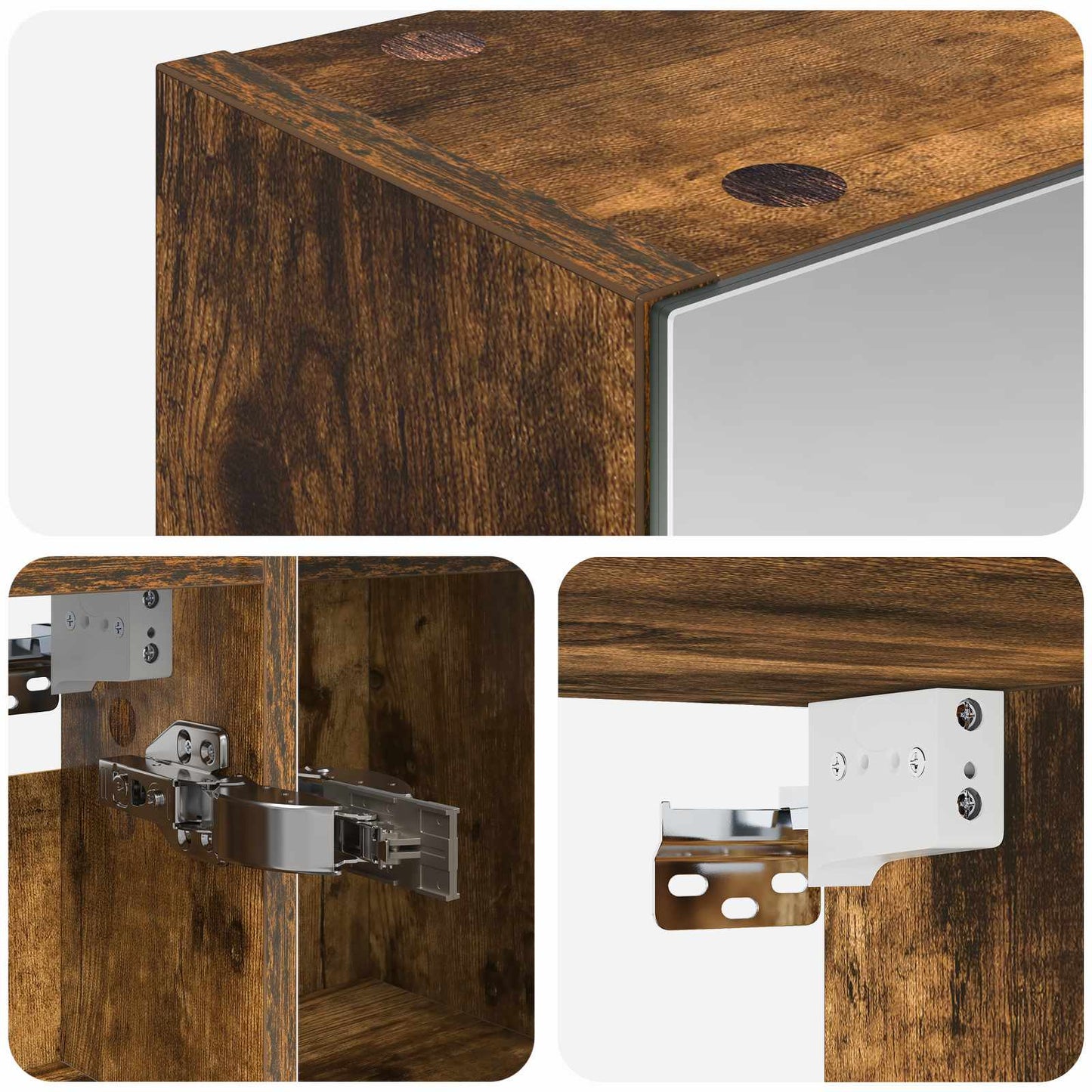 vidaXL Bathroom Mirror Cabinet with Shelf Smoked Oak 80 x 14.5 x 70 cm