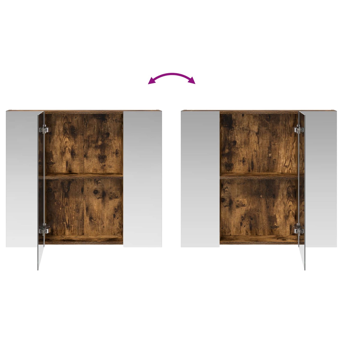 vidaXL Bathroom Mirror Cabinet with Shelf Smoked Oak 80 x 14.5 x 70 cm