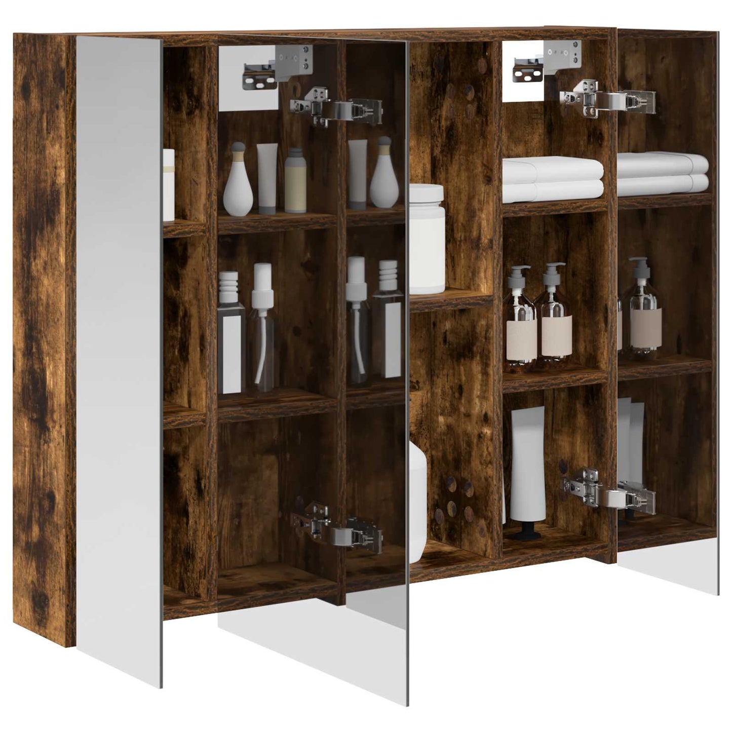 vidaXL Bathroom Mirror Cabinet with Shelf Smoked Oak 80 x 14.5 x 70 cm