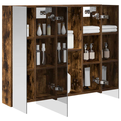 vidaXL Bathroom Mirror Cabinet with Shelf Smoked Oak 80 x 14.5 x 70 cm
