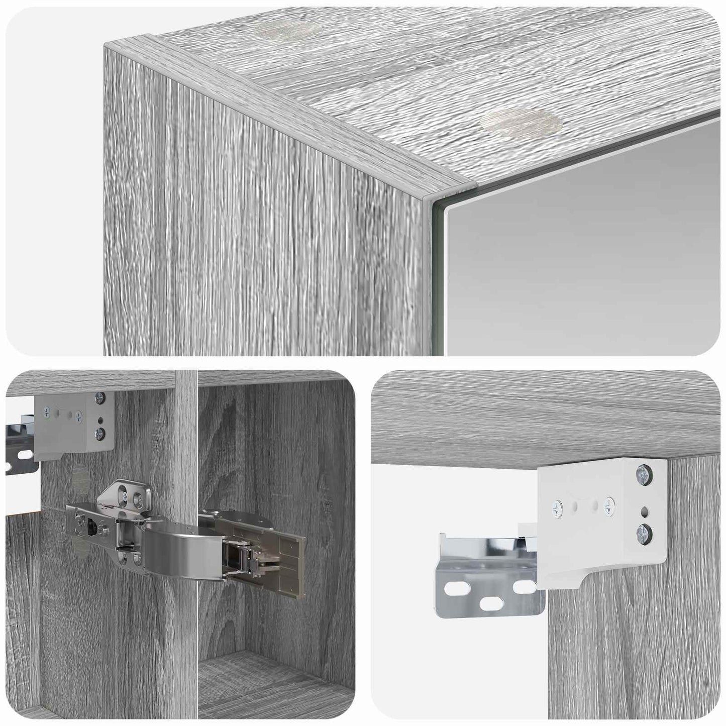 vidaXL Bathroom Mirror Cabinet with Door Grey Sonoma 80 x 14.5 x 70 cm