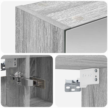 vidaXL Bathroom Mirror Cabinet with Door Grey Sonoma 80 x 14.5 x 70 cm