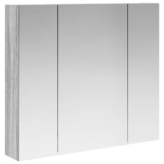 vidaXL Bathroom Mirror Cabinet with Door Grey Sonoma 80 x 14.5 x 70 cm