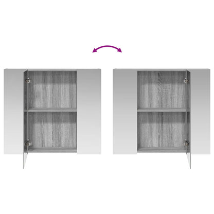 vidaXL Bathroom Mirror Cabinet with Door Grey Sonoma 80 x 14.5 x 70 cm