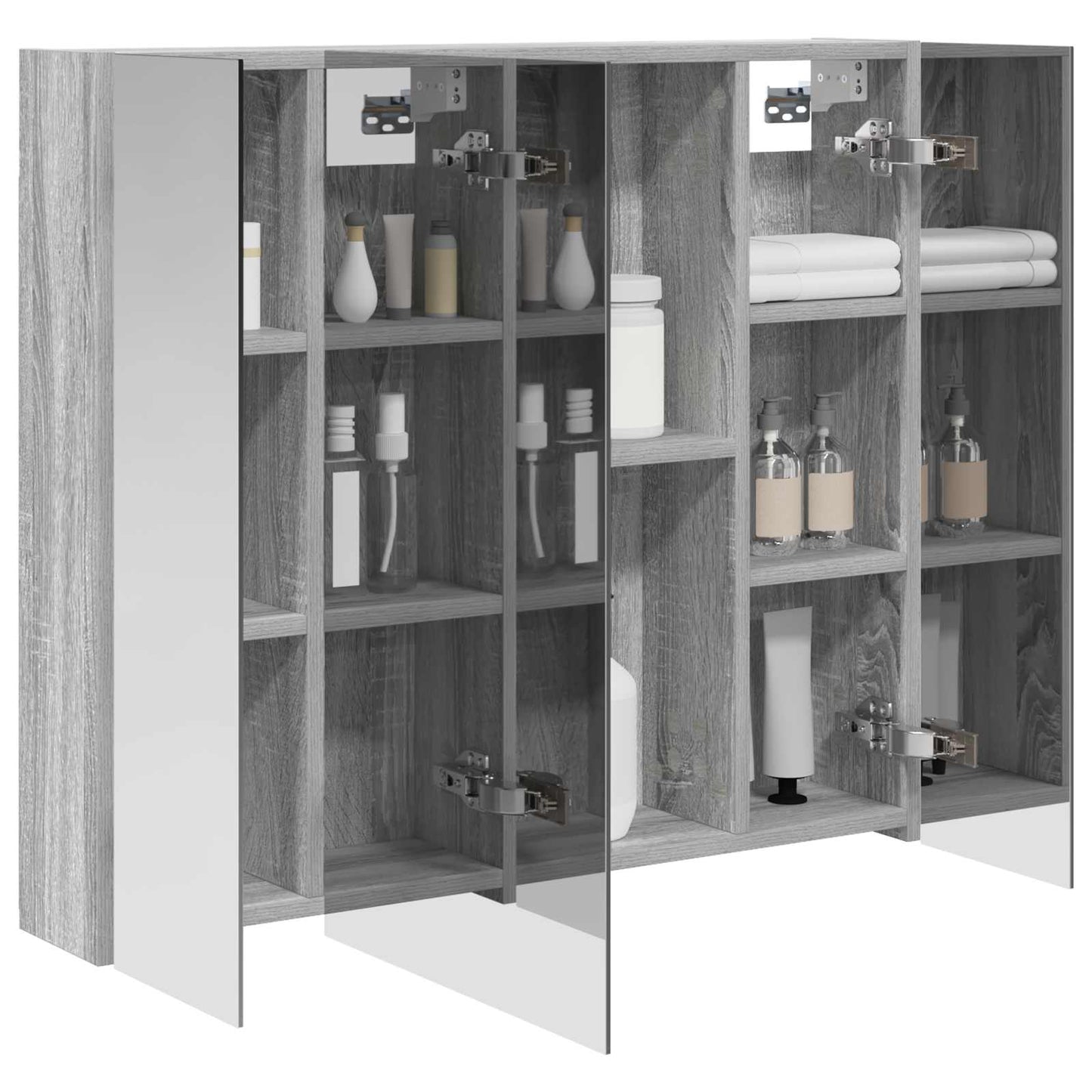 vidaXL Bathroom Mirror Cabinet with Door Grey Sonoma 80 x 14.5 x 70 cm
