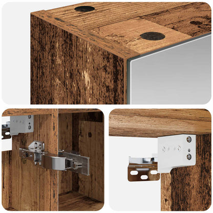 vidaXL Bathroom Mirror Cabinet with Shelf Old Wood 80 x 14.5 x 70 cm