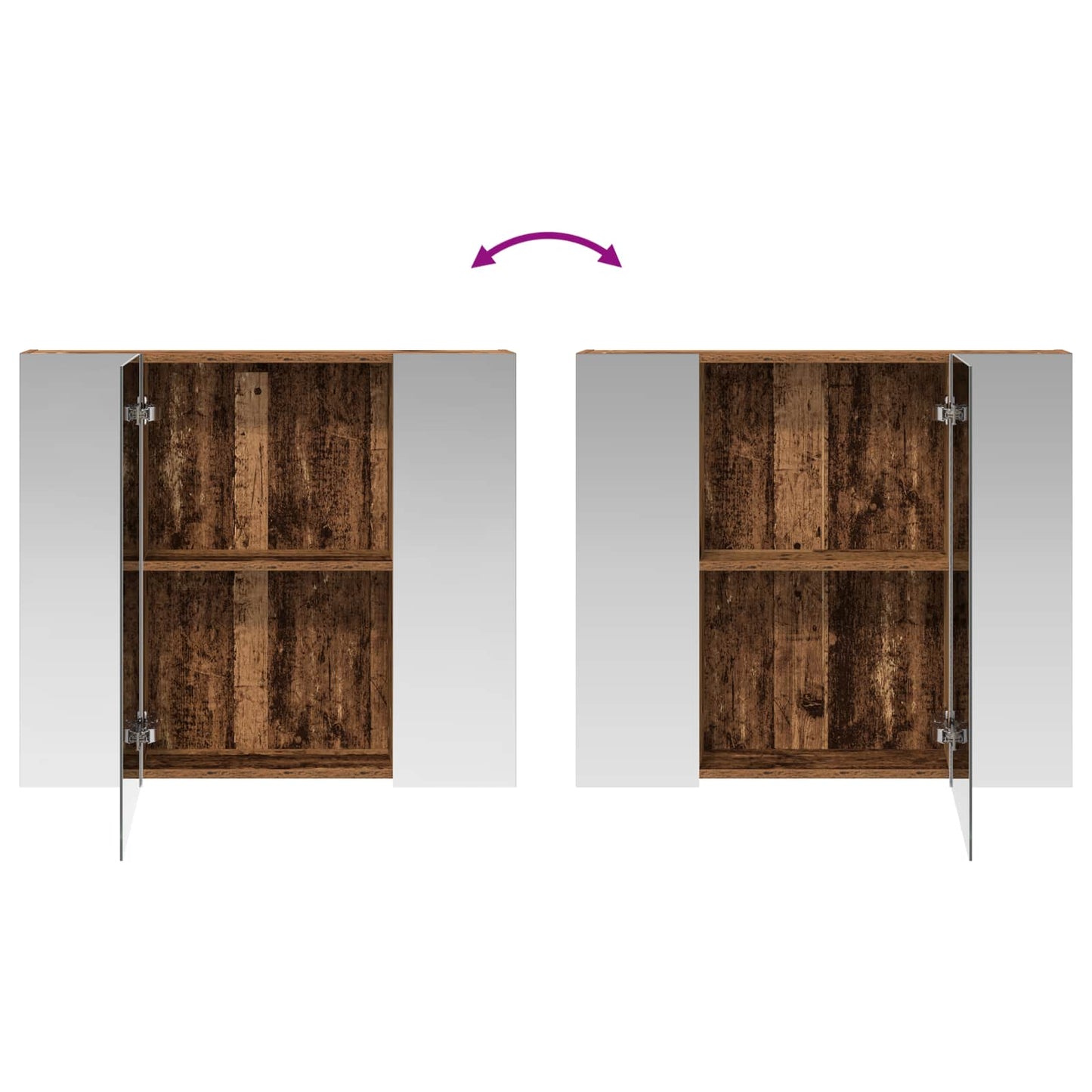 vidaXL Bathroom Mirror Cabinet with Shelf Old Wood 80 x 14.5 x 70 cm