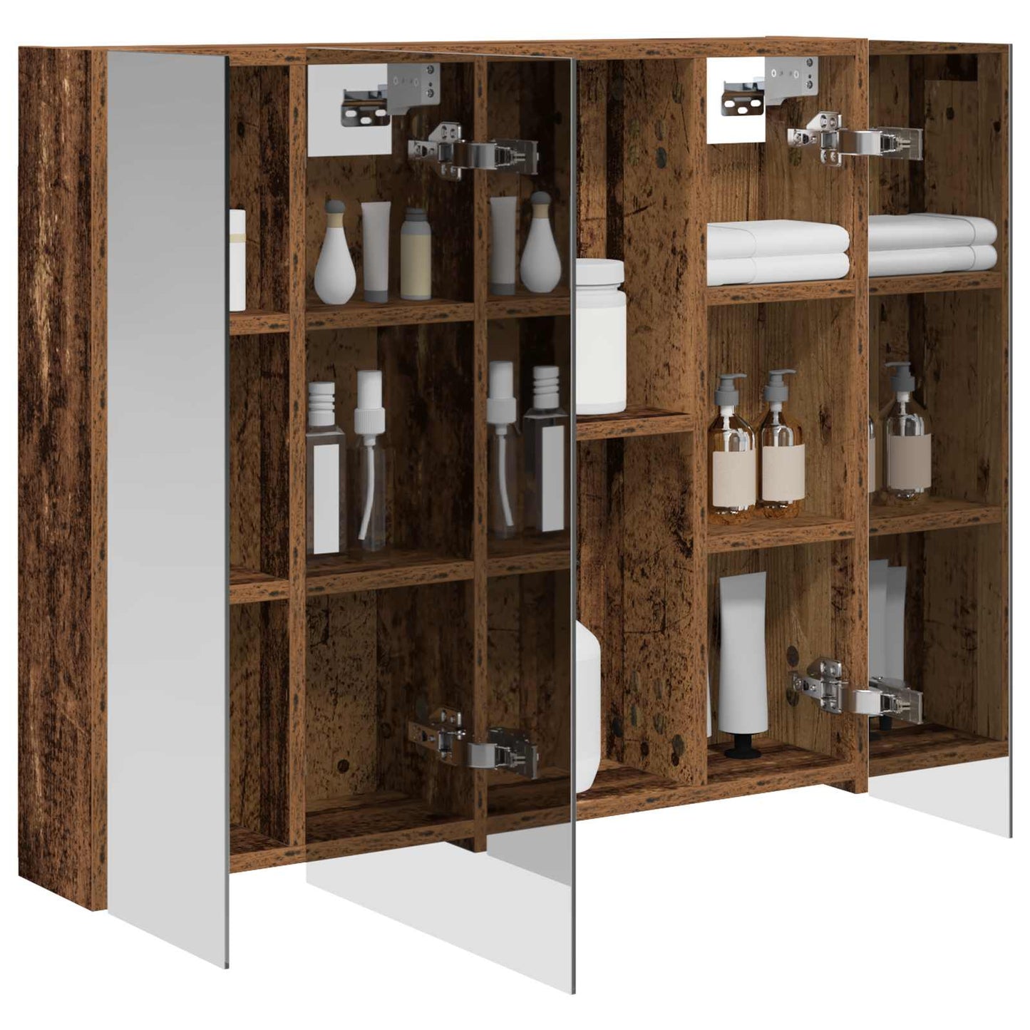 vidaXL Bathroom Mirror Cabinet with Shelf Old Wood 80 x 14.5 x 70 cm