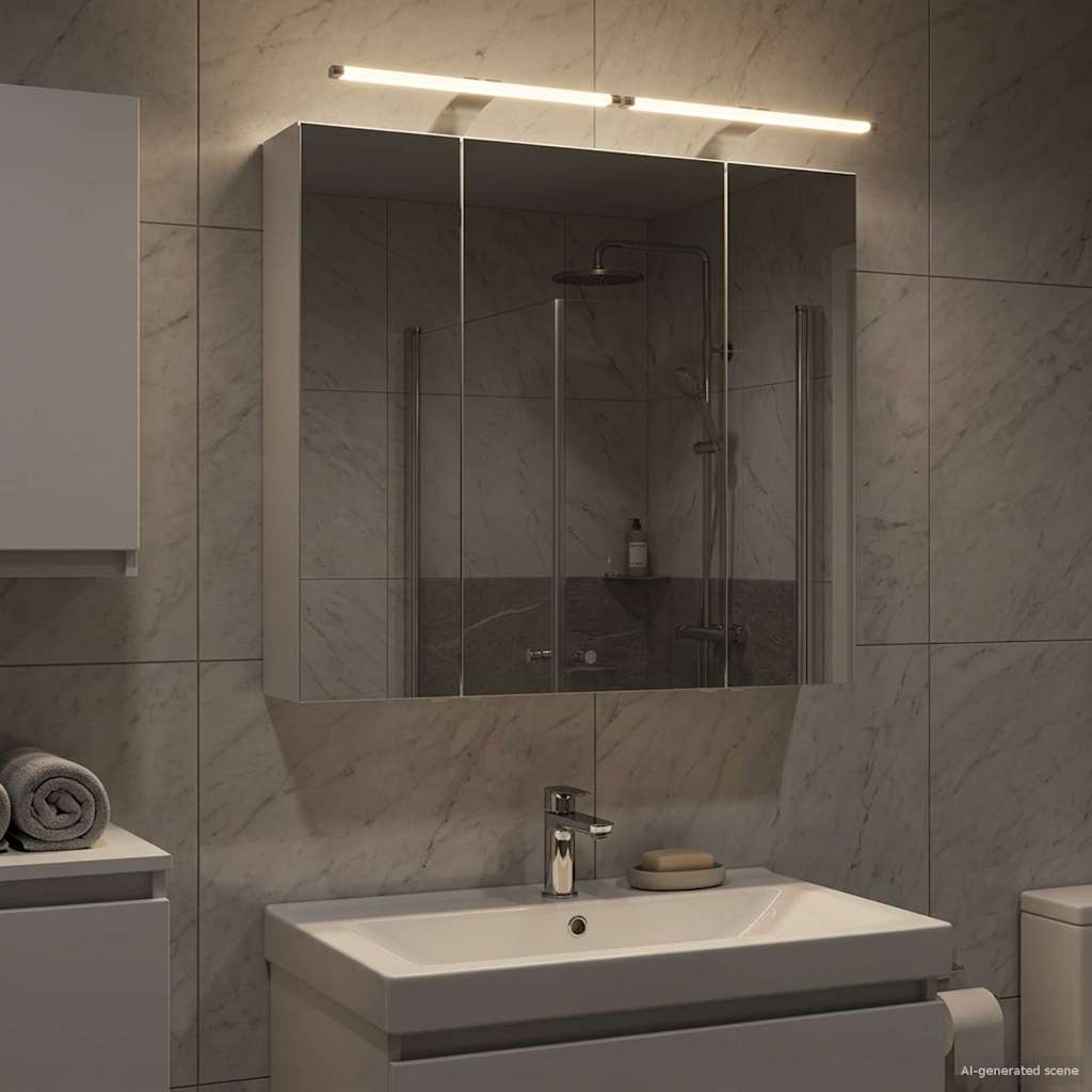 vidaXL Bathroom Mirror Cabinet White 80 x 14.5 x 70 cm Engineered wood