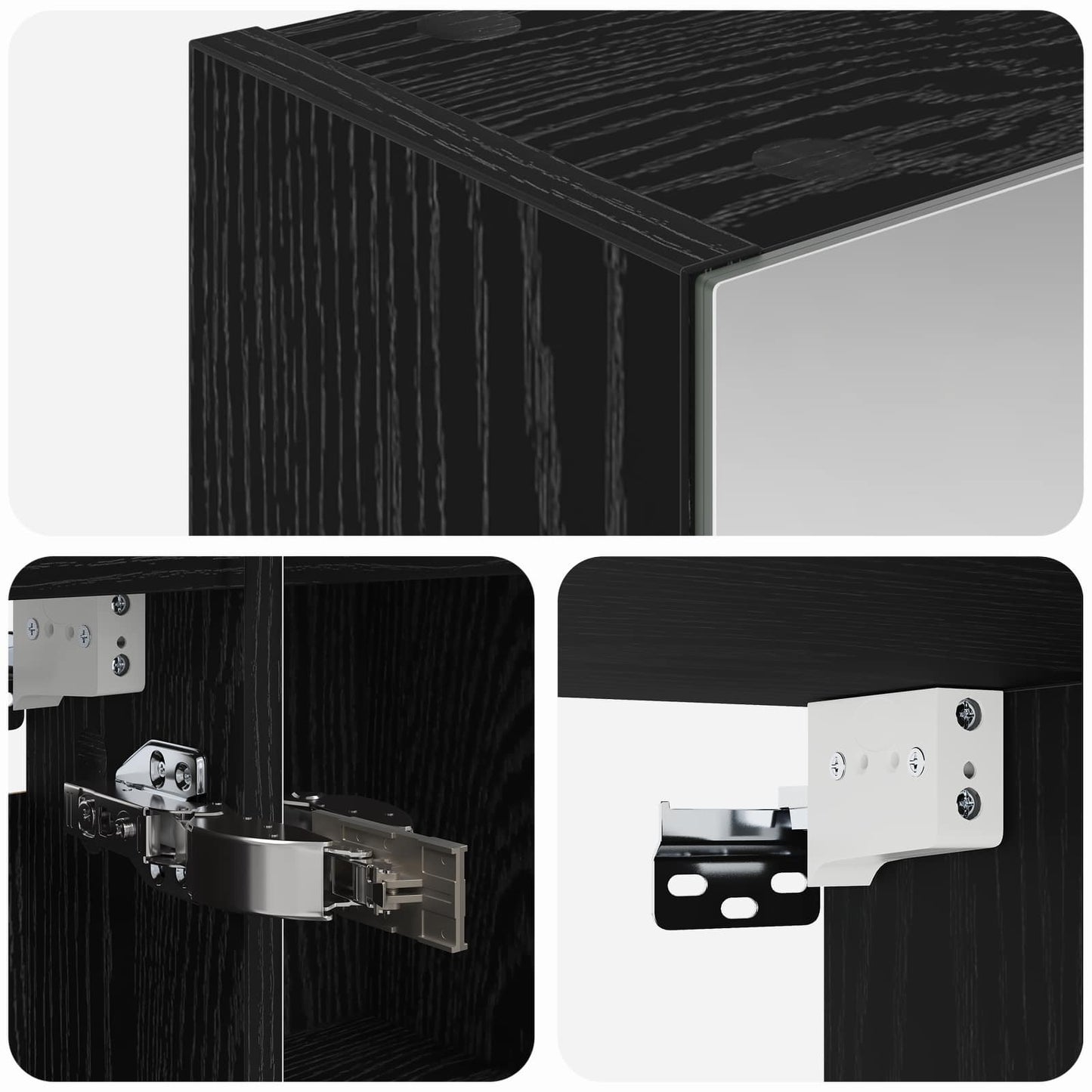 vidaXL Bathroom Mirror Cabinet with Shelf Black Oak 80 x 14.5 x 70 cm