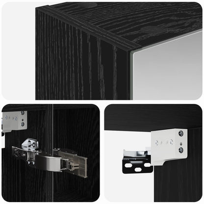 vidaXL Bathroom Mirror Cabinet with Shelf Black Oak 80 x 14.5 x 70 cm