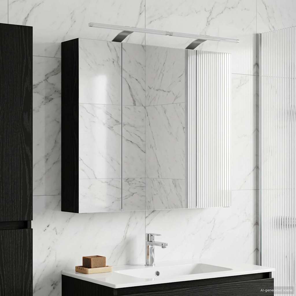 vidaXL Bathroom Mirror Cabinet with Shelf Black Oak 80 x 14.5 x 70 cm