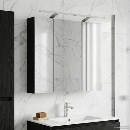 vidaXL Bathroom Mirror Cabinet with Shelf Black Oak 80 x 14.5 x 70 cm