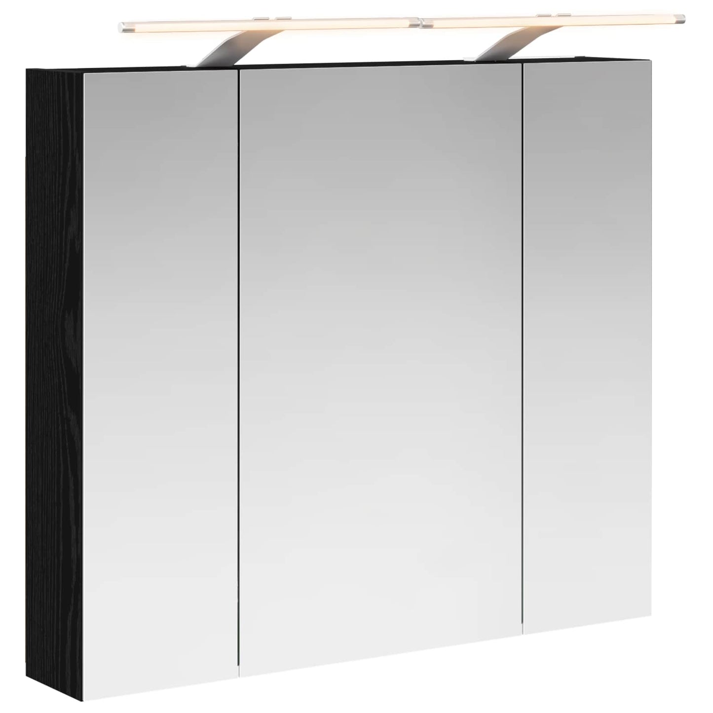 vidaXL Bathroom Mirror Cabinet with Shelf Black Oak 80 x 14.5 x 70 cm