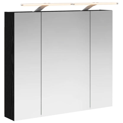 vidaXL Bathroom Mirror Cabinet with Shelf Black Oak 80 x 14.5 x 70 cm