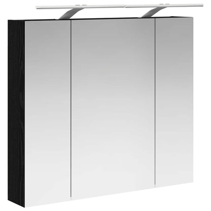 vidaXL Bathroom Mirror Cabinet with Shelf Black Oak 80 x 14.5 x 70 cm