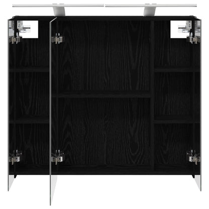 vidaXL Bathroom Mirror Cabinet with Shelf Black Oak 80 x 14.5 x 70 cm