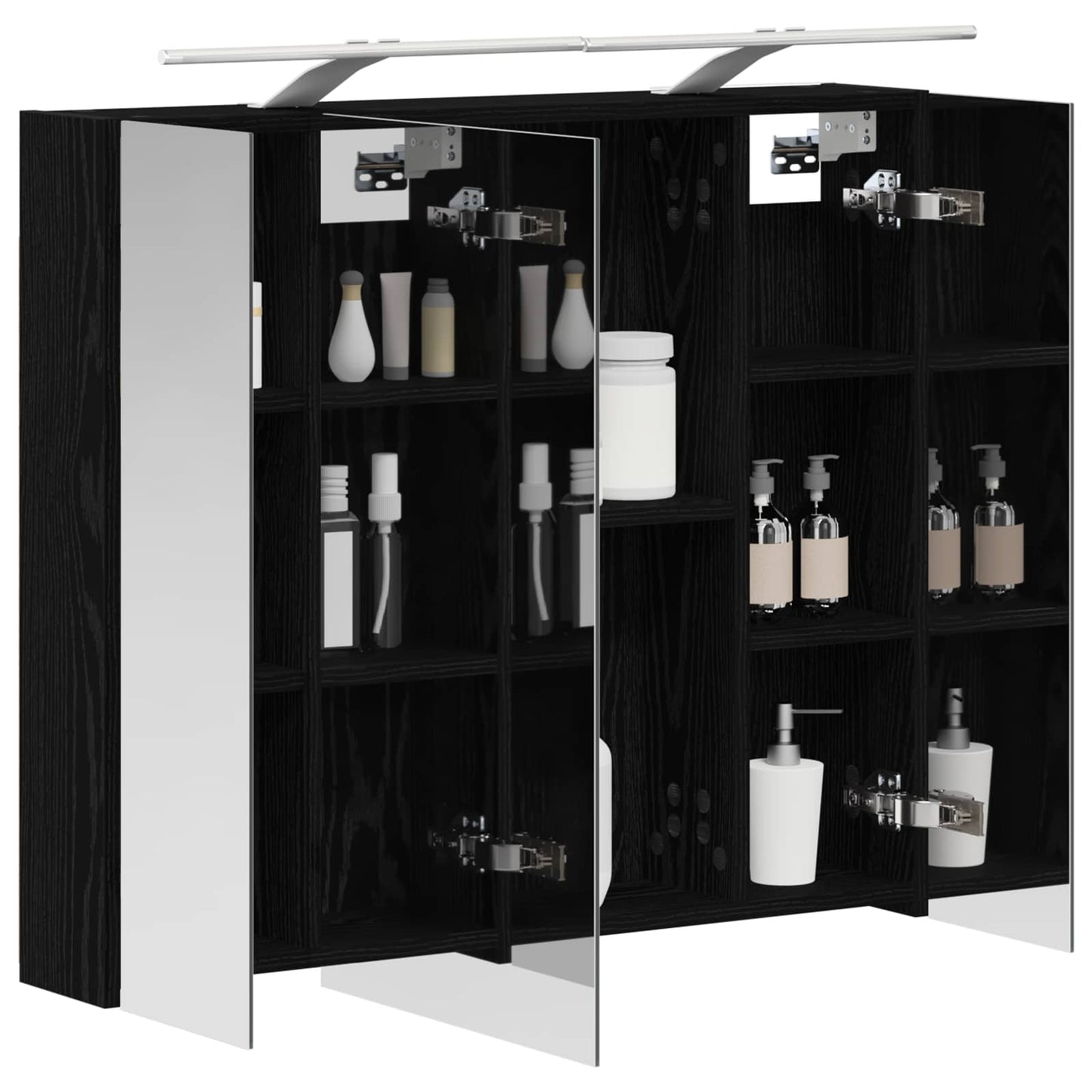 vidaXL Bathroom Mirror Cabinet with Shelf Black Oak 80 x 14.5 x 70 cm