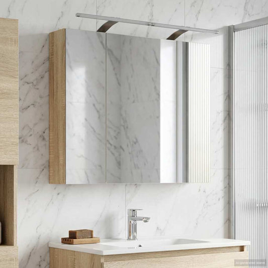 vidaXL Bathroom Mirror Cabinet with Shelf Sonoma Oak 80 x 14.5 x 70 cm