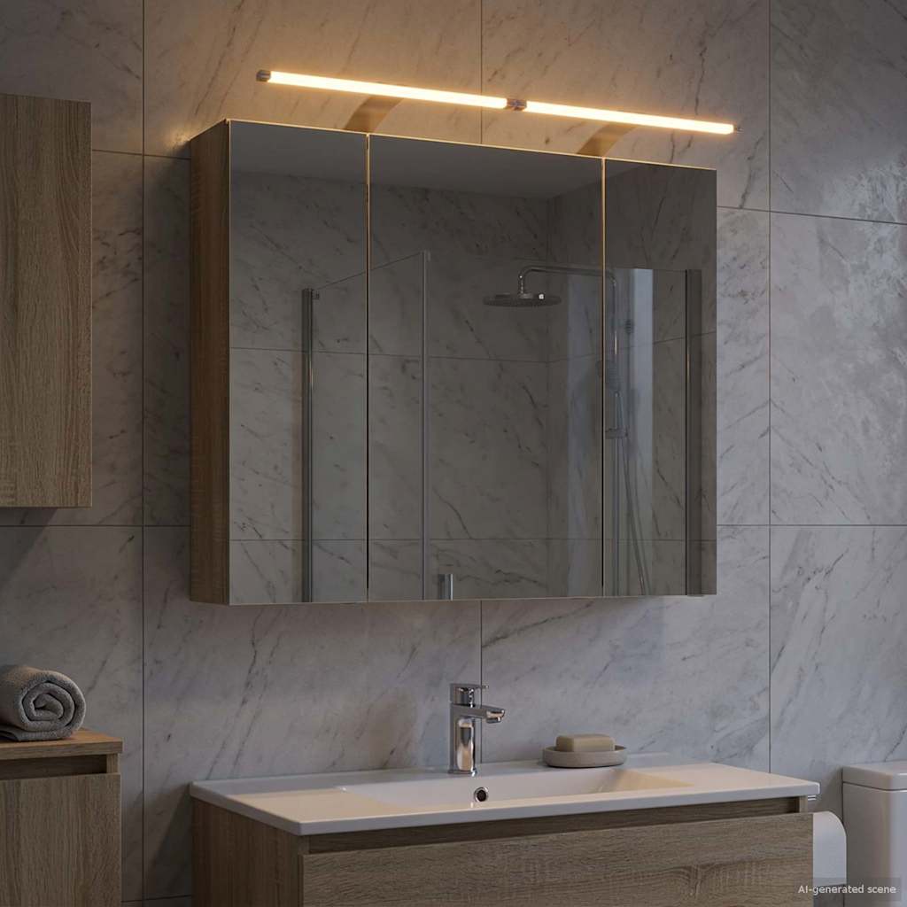 vidaXL Bathroom Mirror Cabinet with Shelf Sonoma Oak 80 x 14.5 x 70 cm