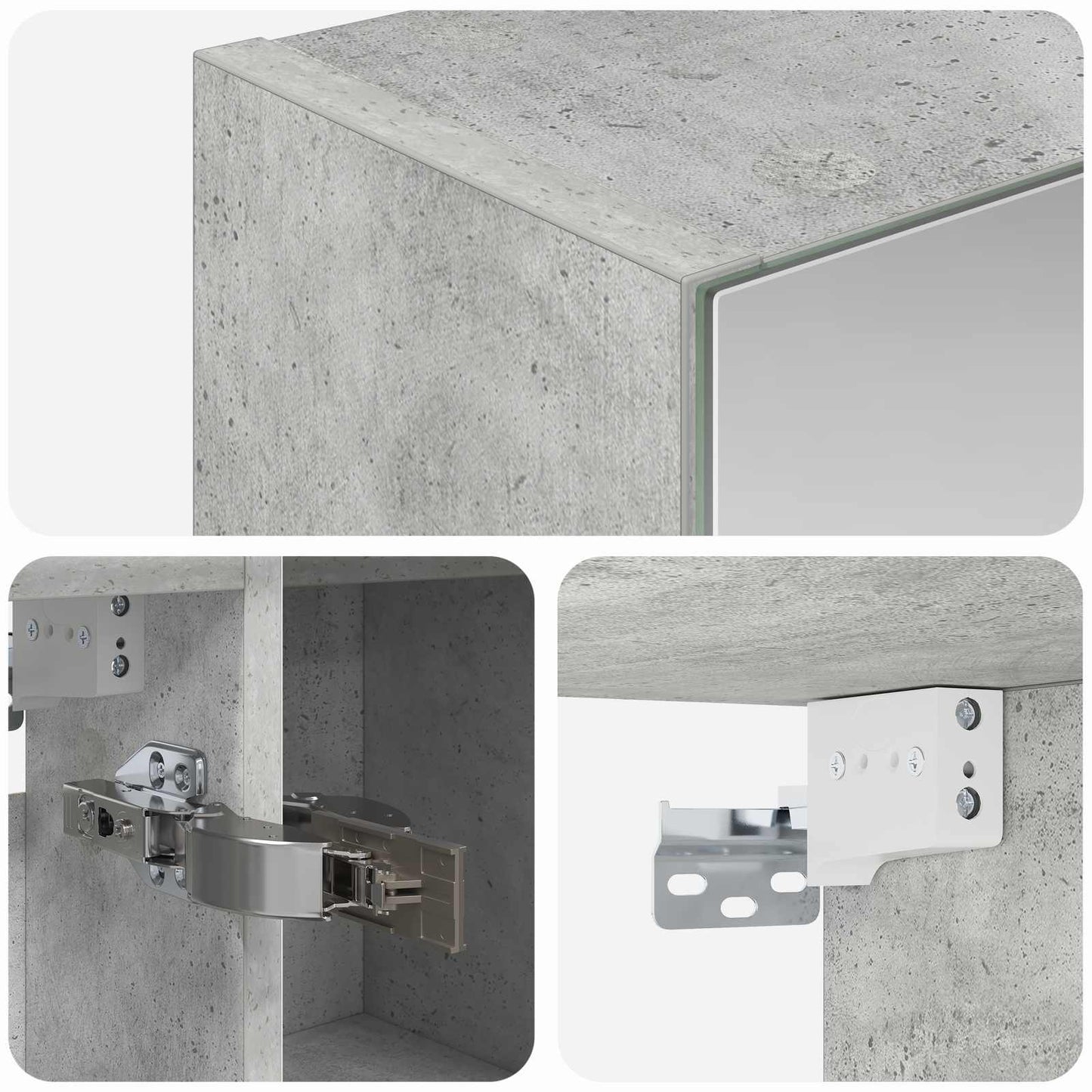vidaXL Bathroom Mirror Cabinet Concrete Grey 80 x 14.5 x 70 cm