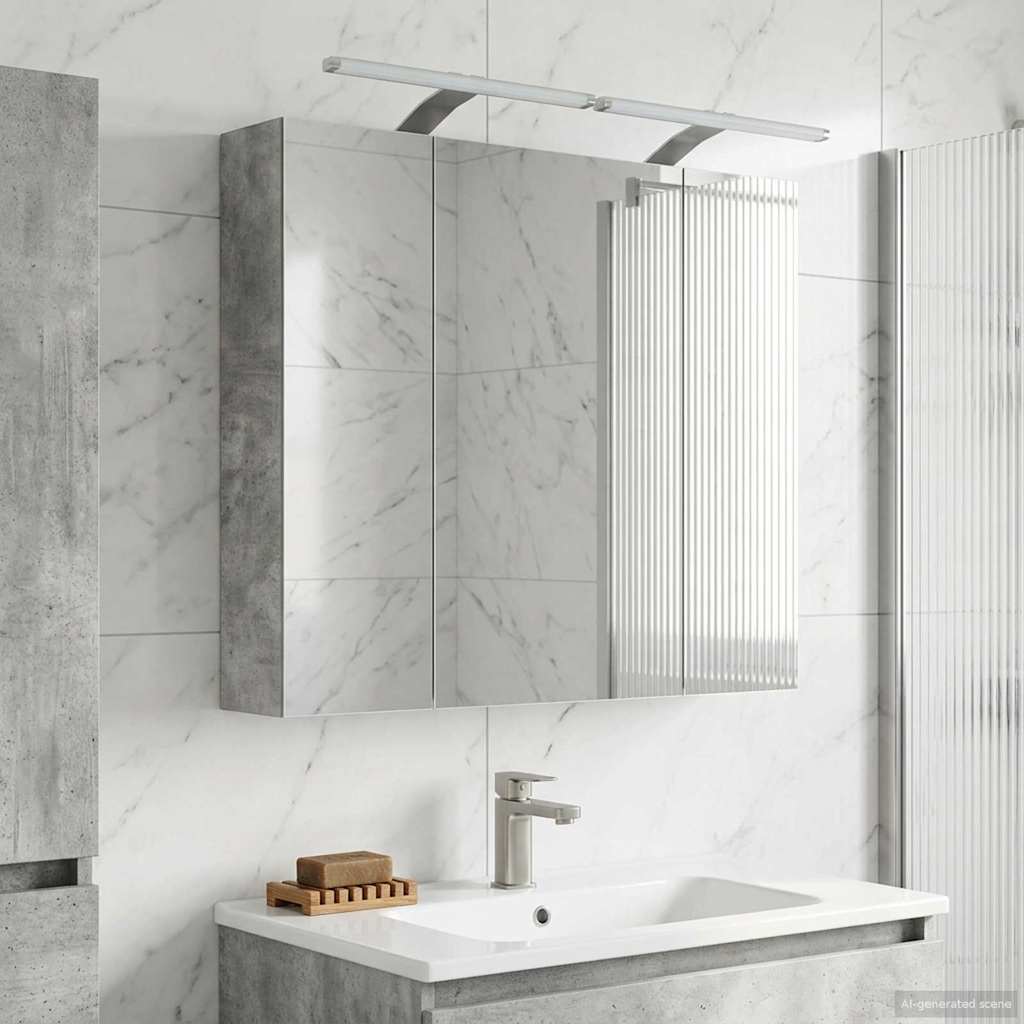 vidaXL Bathroom Mirror Cabinet Concrete Grey 80 x 14.5 x 70 cm