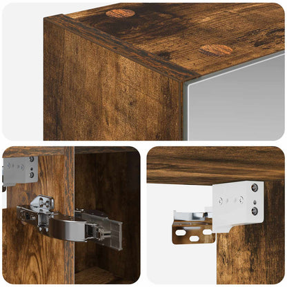 vidaXL Bathroom Mirror Cabinet with Shelf Smoked Oak 80 x 14.5 x 70 cm
