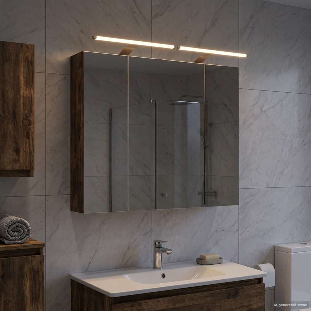 vidaXL Bathroom Mirror Cabinet with Shelf Smoked Oak 80 x 14.5 x 70 cm