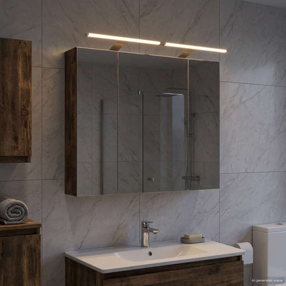 vidaXL Bathroom Mirror Cabinet with Shelf Smoked Oak 80 x 14.5 x 70 cm