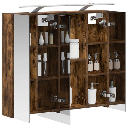 vidaXL Bathroom Mirror Cabinet with Shelf Smoked Oak 80 x 14.5 x 70 cm
