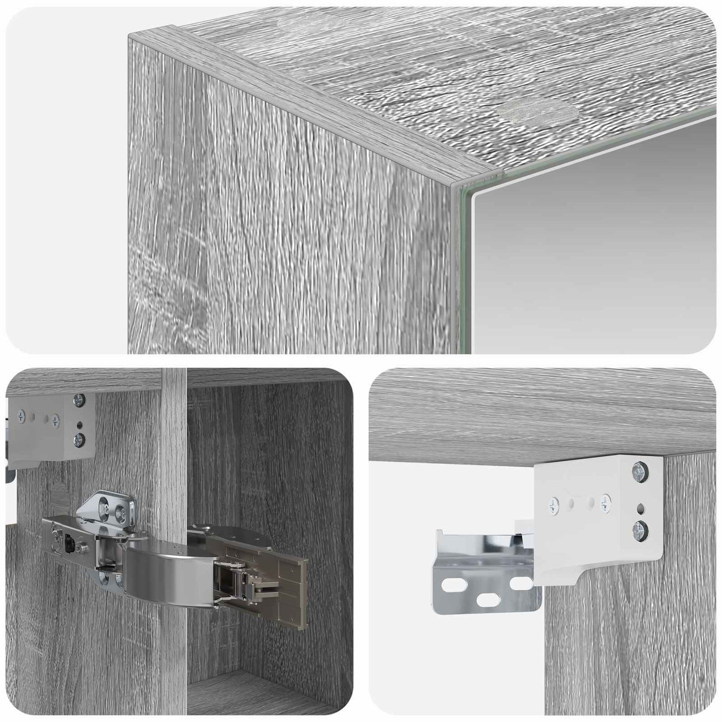 vidaXL Bathroom Mirror Cabinet with Door Grey Sonoma 80 x 14.5 x 70 cm
