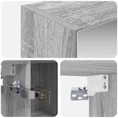 vidaXL Bathroom Mirror Cabinet with Door Grey Sonoma 80 x 14.5 x 70 cm